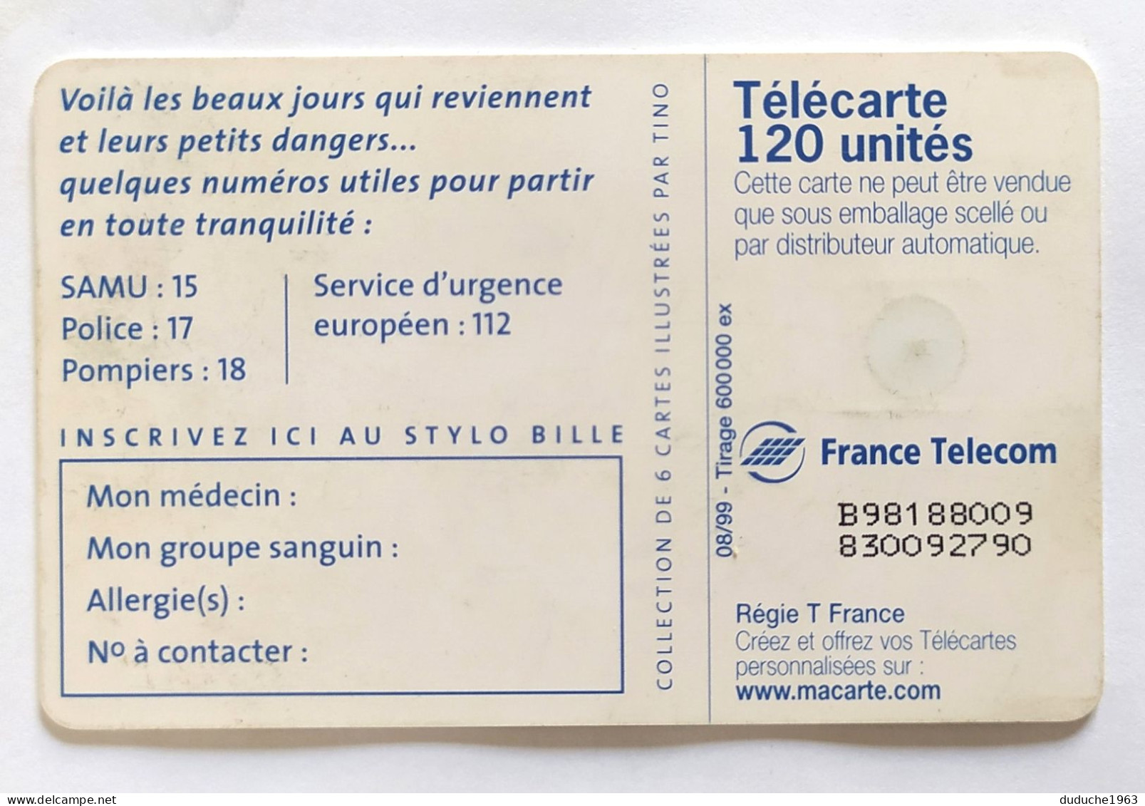 Télécarte France - Numéros Utiles - Non Classificati