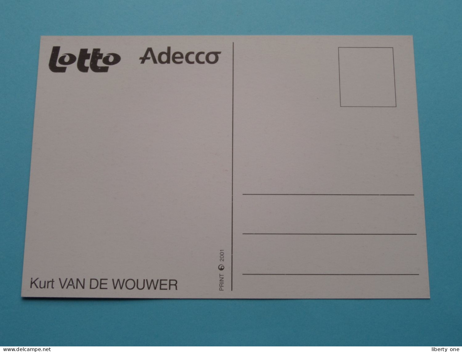 Kurt VAN DE WOUWER > LOTTO - ADECCO Team ( Zie / Voir SCANS ) Format CP ( Edit.: Print 2001 ) ! - Cycling