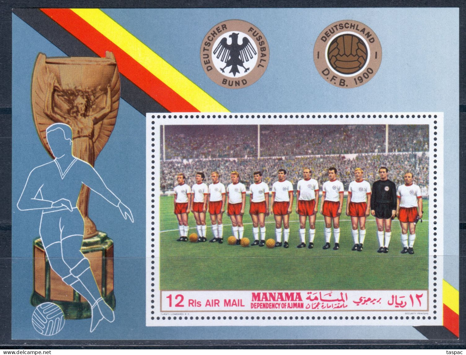 Manama 1969 Mi# Block A 27 A ** MNH -  Germany National Football Team / Soccer - Manama