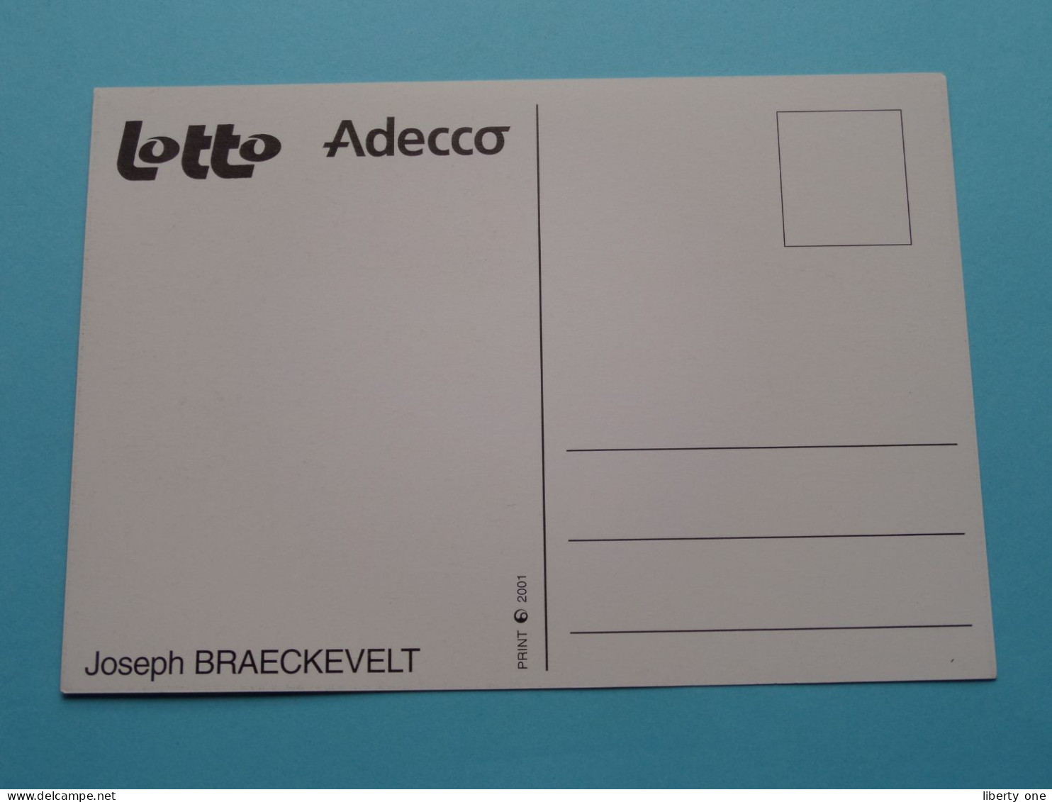 Joseph BRAECKEVELT > LOTTO - ADECCO Team ( Zie / Voir SCANS ) Format CP ( Edit.: Print 2001 ) ! - Wielrennen