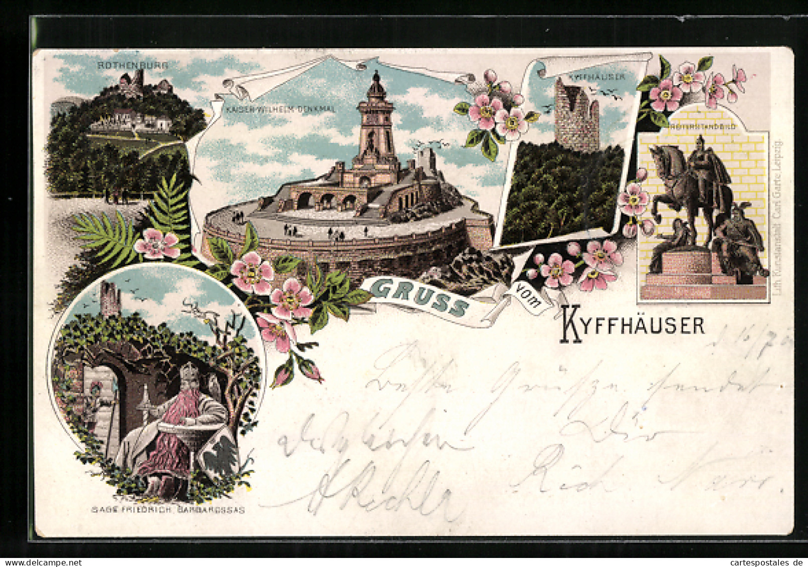 Lithographie Kyffhäuser, Rothenburg, Friedrich Barbarossa Und Kaiser-Wilhelm-Denkmal  - Kyffhaeuser