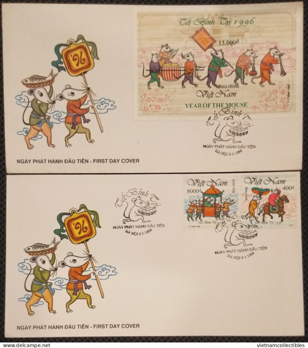 FDC Vietnam Viet Nam Cover With Perf Stamps And SS 1996 : New Year Of Mouse / Rat / Horse / Zodiac (Ms722) - Vietnam