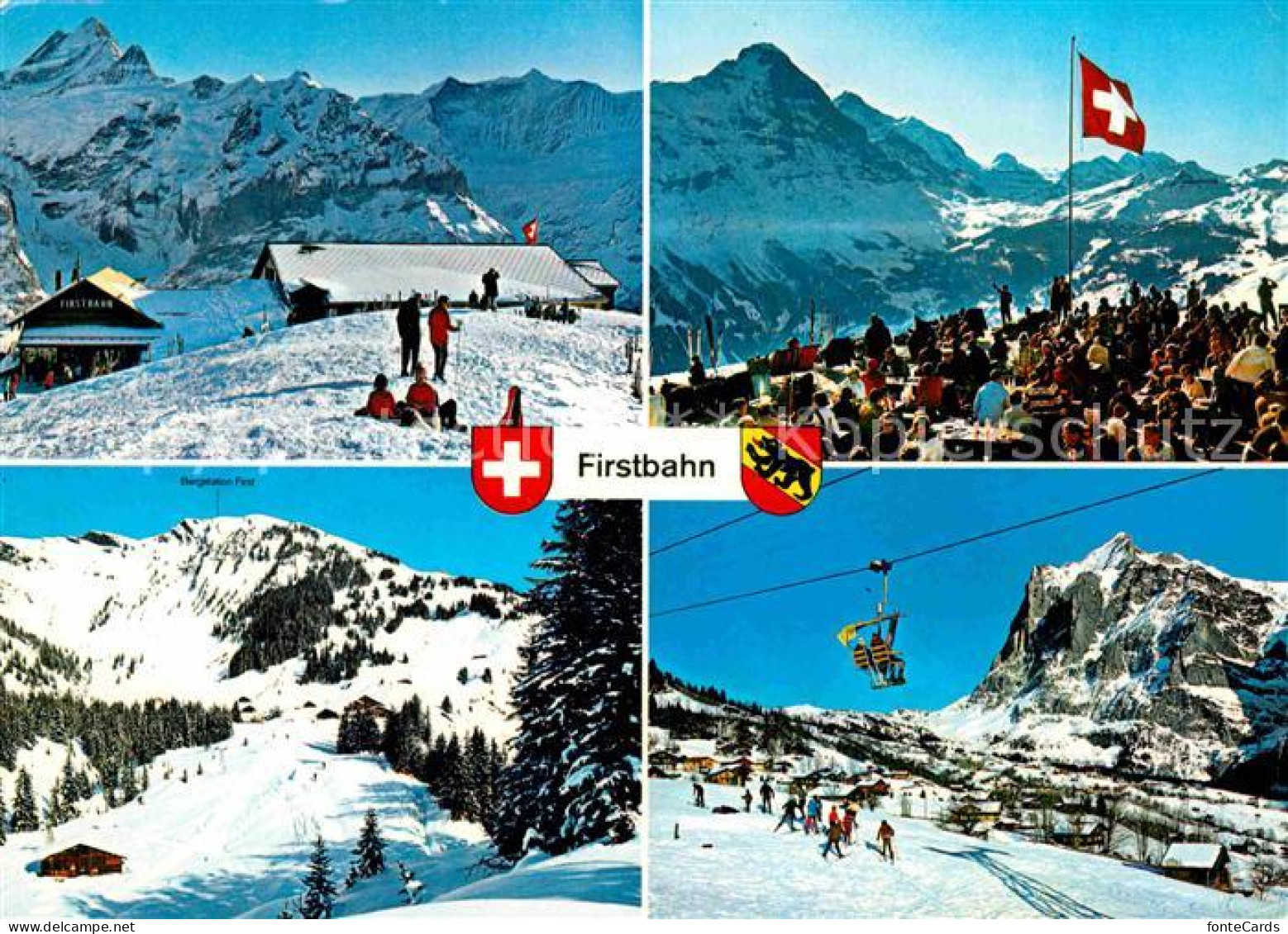 12716861 Grindelwald Bergbahn Sportbahn Grindelwald First Schweizer Flagge Winte - Other & Unclassified