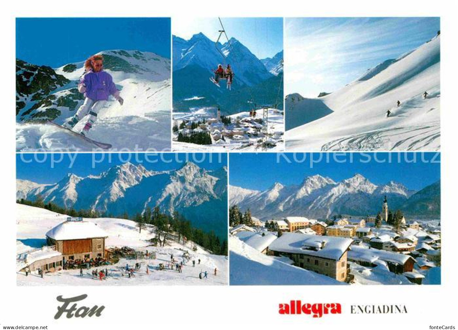 12716462 Ftan Snowboarder Sessellift Skih?tte Winterlandschaft Ftan - Sonstige & Ohne Zuordnung