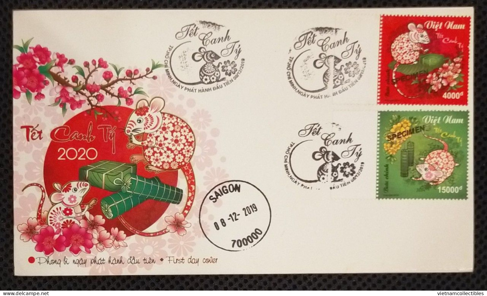 FDC Vietnam Viet Nam Cover With Specimen Stamps 2019 : NEW YEAR OF RAT / MOUSE 2020 / Zodiac (Ms1118) - Viêt-Nam