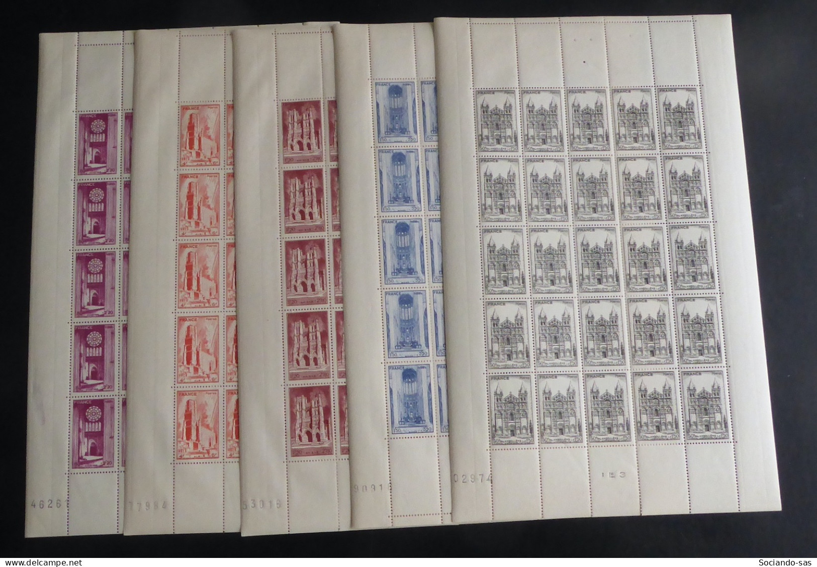 FRANCE - 1944 - N°YT. 663 à 667 - Cathédrales - Série En Feuilles Complètes - Neuf Luxe ** / MNH / Postfrisch - Full Sheets