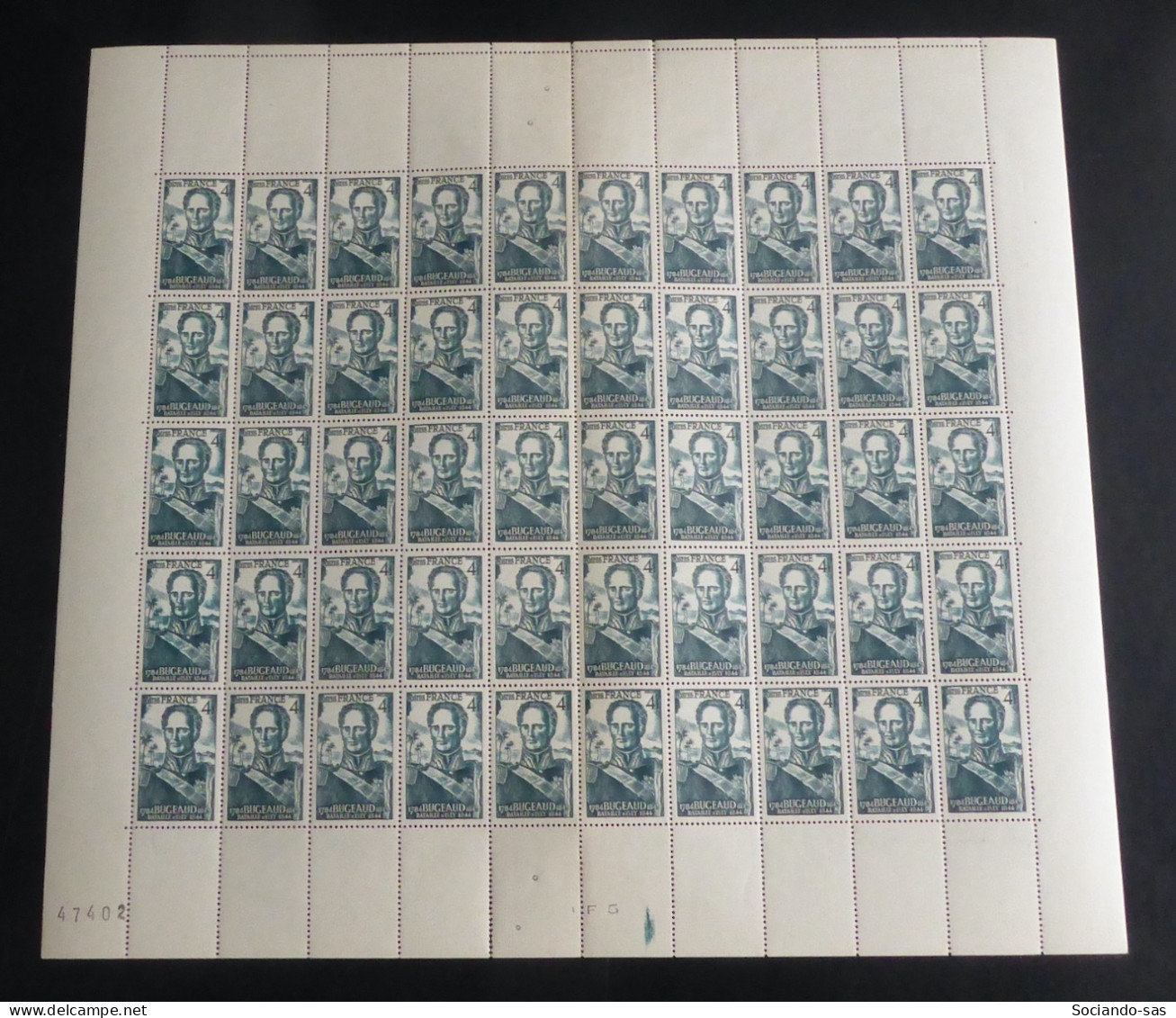 FRANCE - 1944 - N°YT. 662 - Bugeaud - Feuille Complète - Neuf Luxe ** / MNH / Postfrisch - Full Sheets