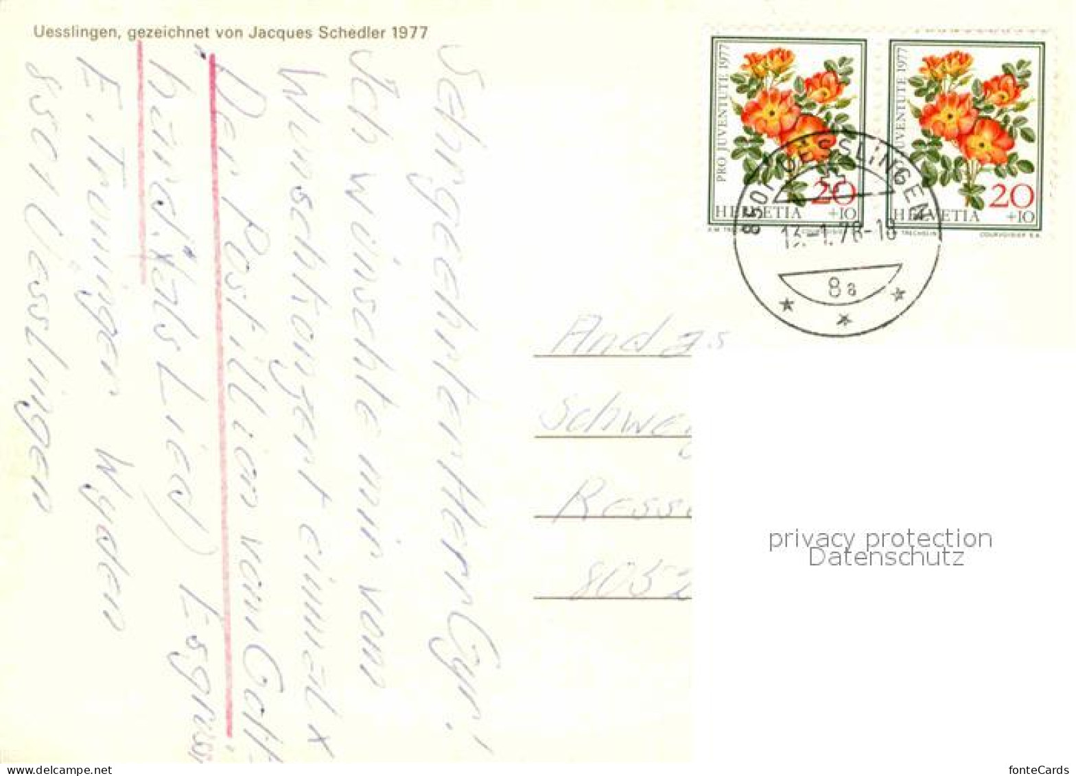 12714090 Uesslingen Ortsbild Zeichnung Uesslingen - Sonstige & Ohne Zuordnung