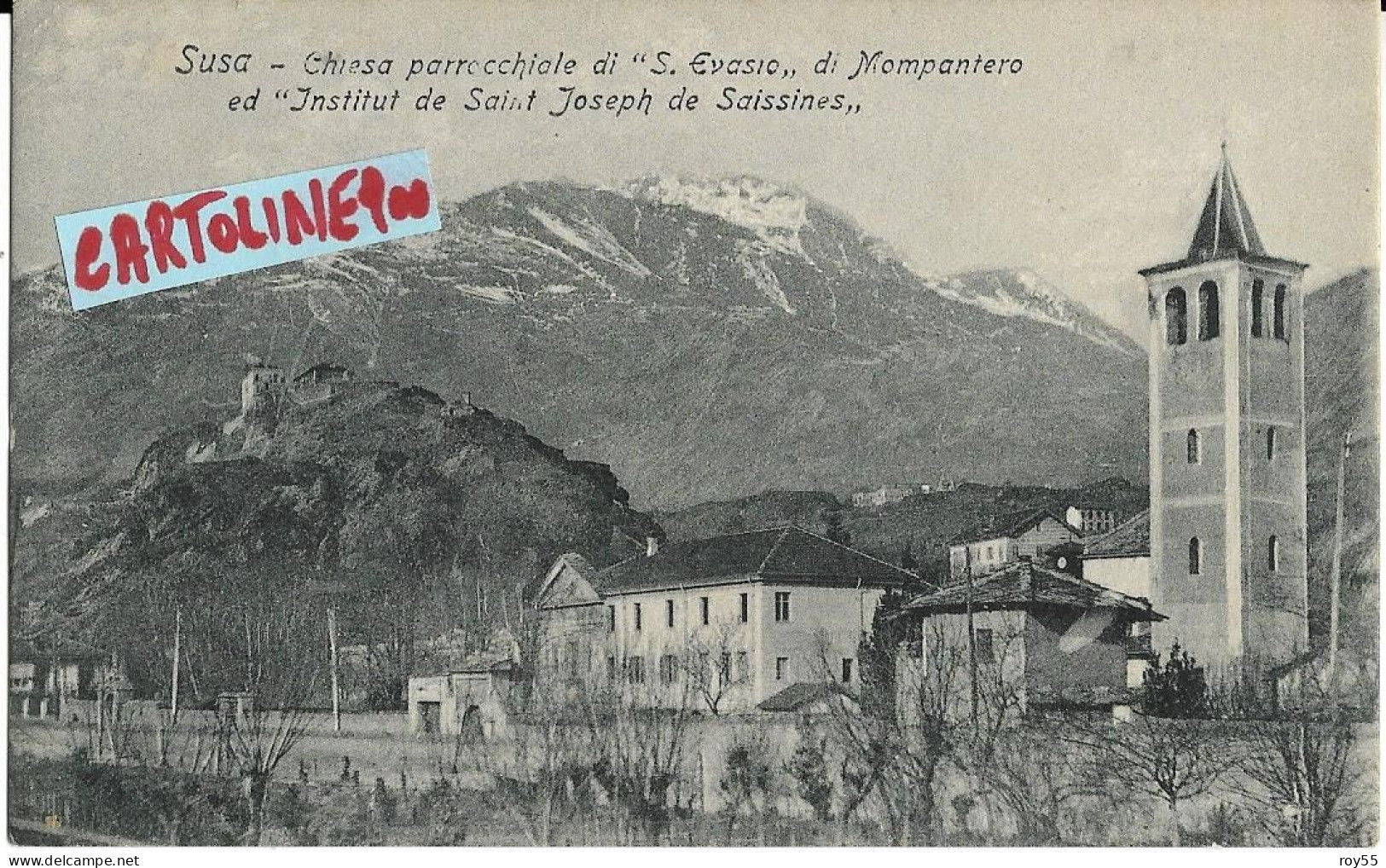 Piemonte-torino-susa Chiesa Parrocchiale Di S.evasio Di Mompantero Veduta Primi 900 (f.piccolo) - Autres & Non Classés