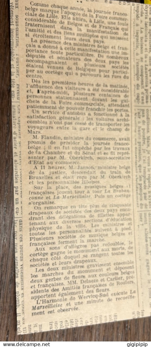 1930 GHI16 JOURNEE FRANCO-BELGE Janson Oberkirch Delaeze Et Carlier à Lille - Collezioni