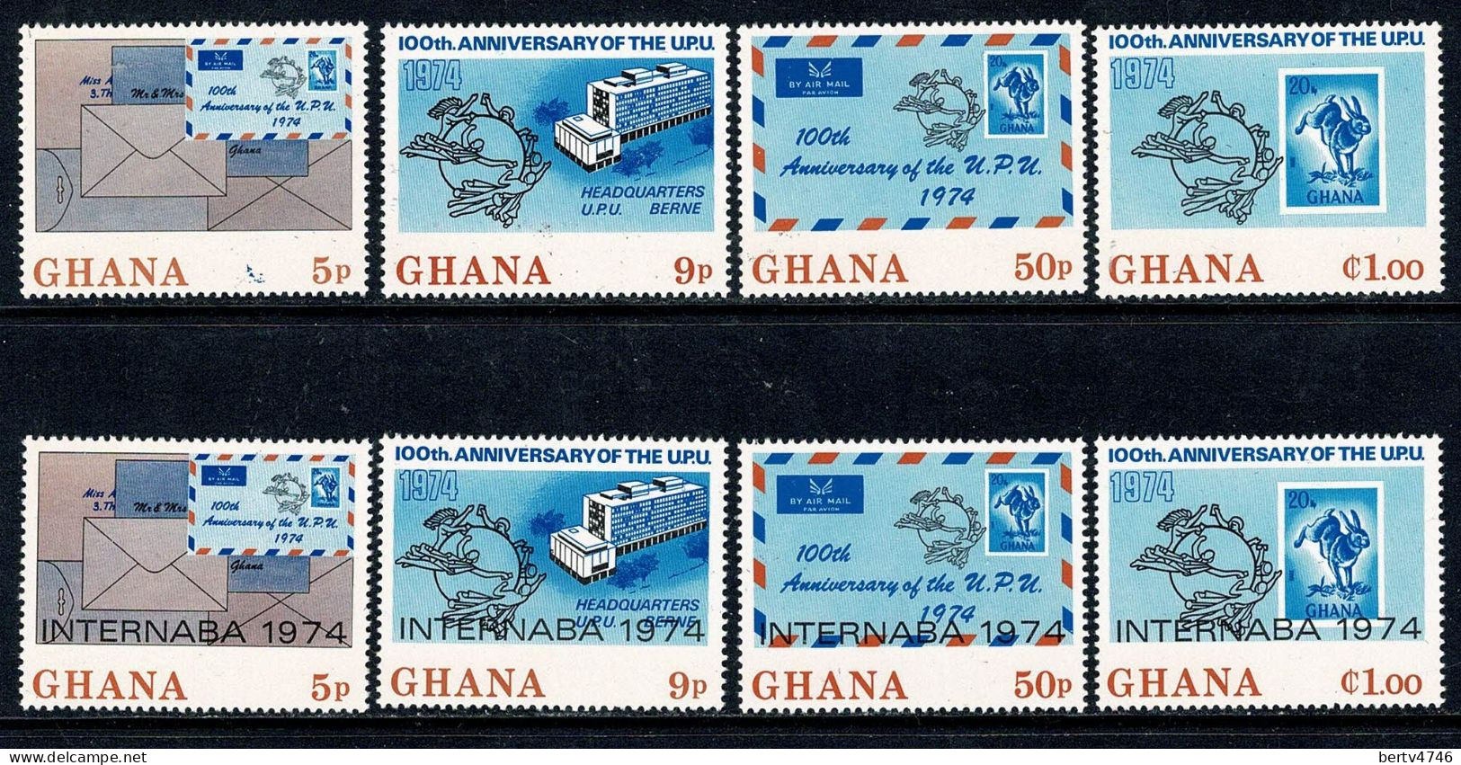 Ghana 1974 Yv 495/98** 499/502**, Mi 548/51**, 552/55** MNH - Ghana (1957-...)