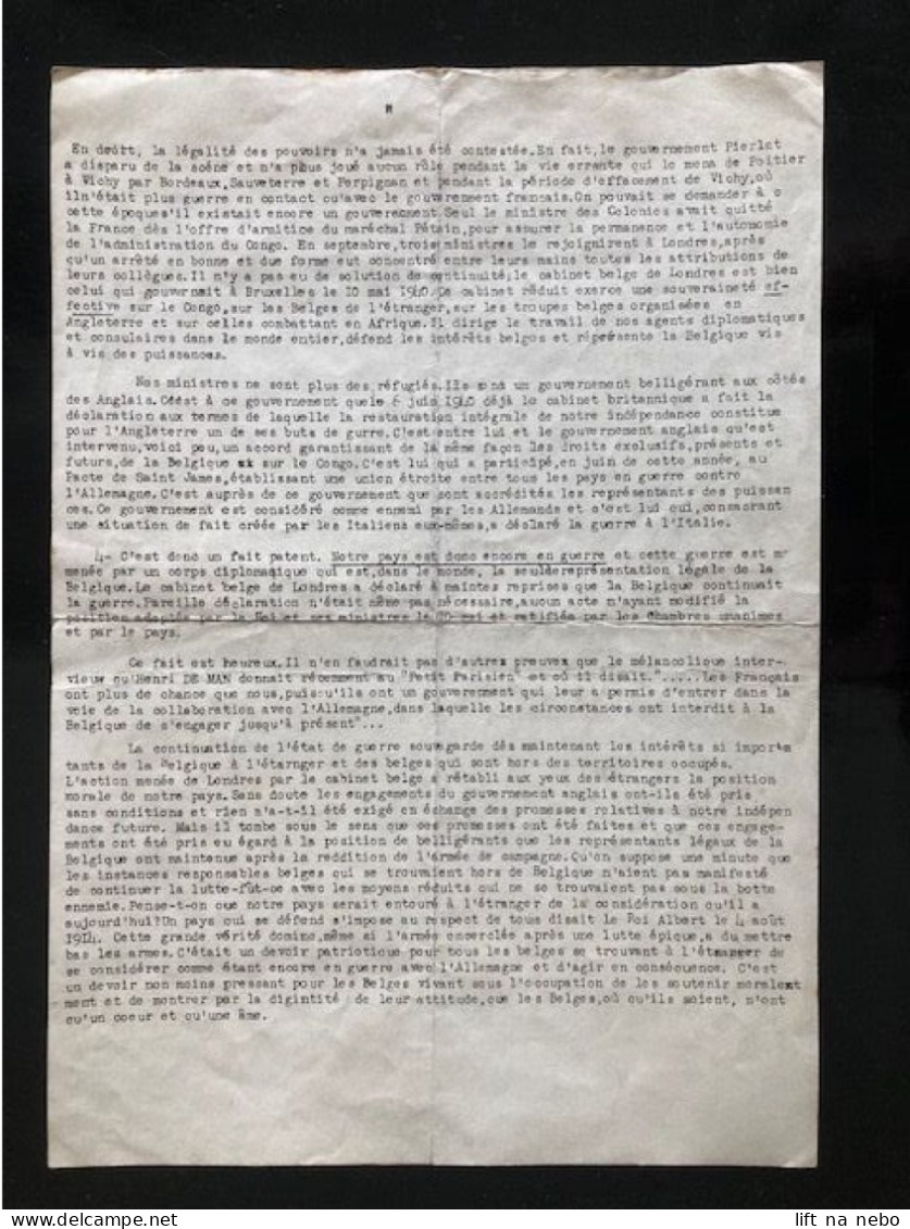 Tract Presse Clandestine Résistance Belge WWII WW2 'La Position De La Belgique' (3 Pages On 2 Sheets) - Documents