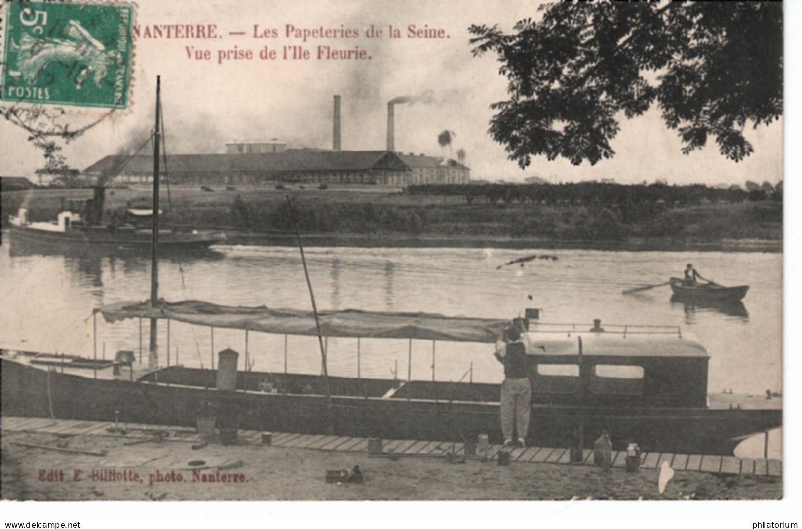 92  NANTERRE  Les Papeteries De La Seine  Vue Prise De L'Ile Fleurie - Nanterre