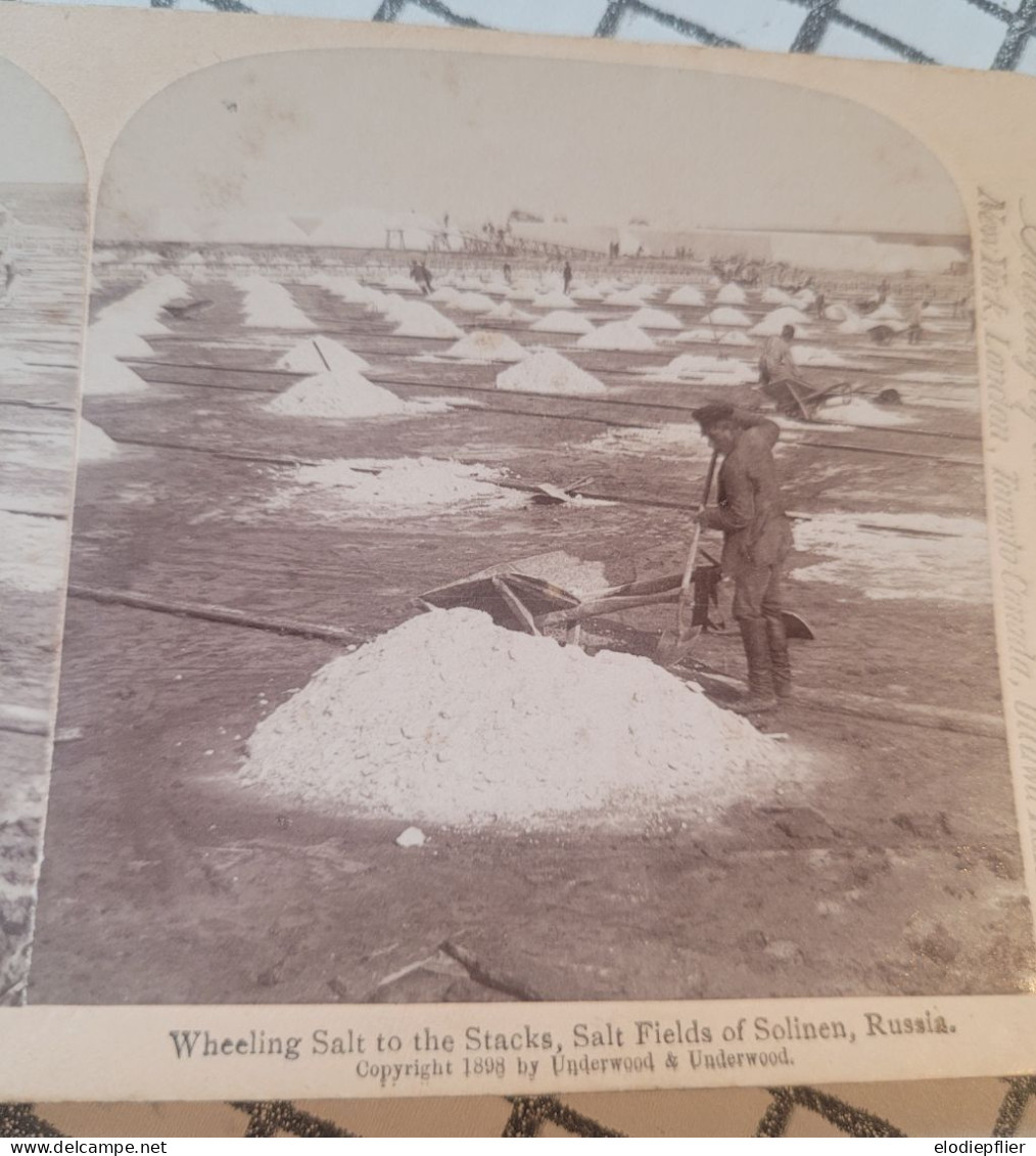 Chariant Le Sel Aux Tas, Terrains Salés De Solinen, Russie. Underwood Stéréo - Visores Estereoscópicos