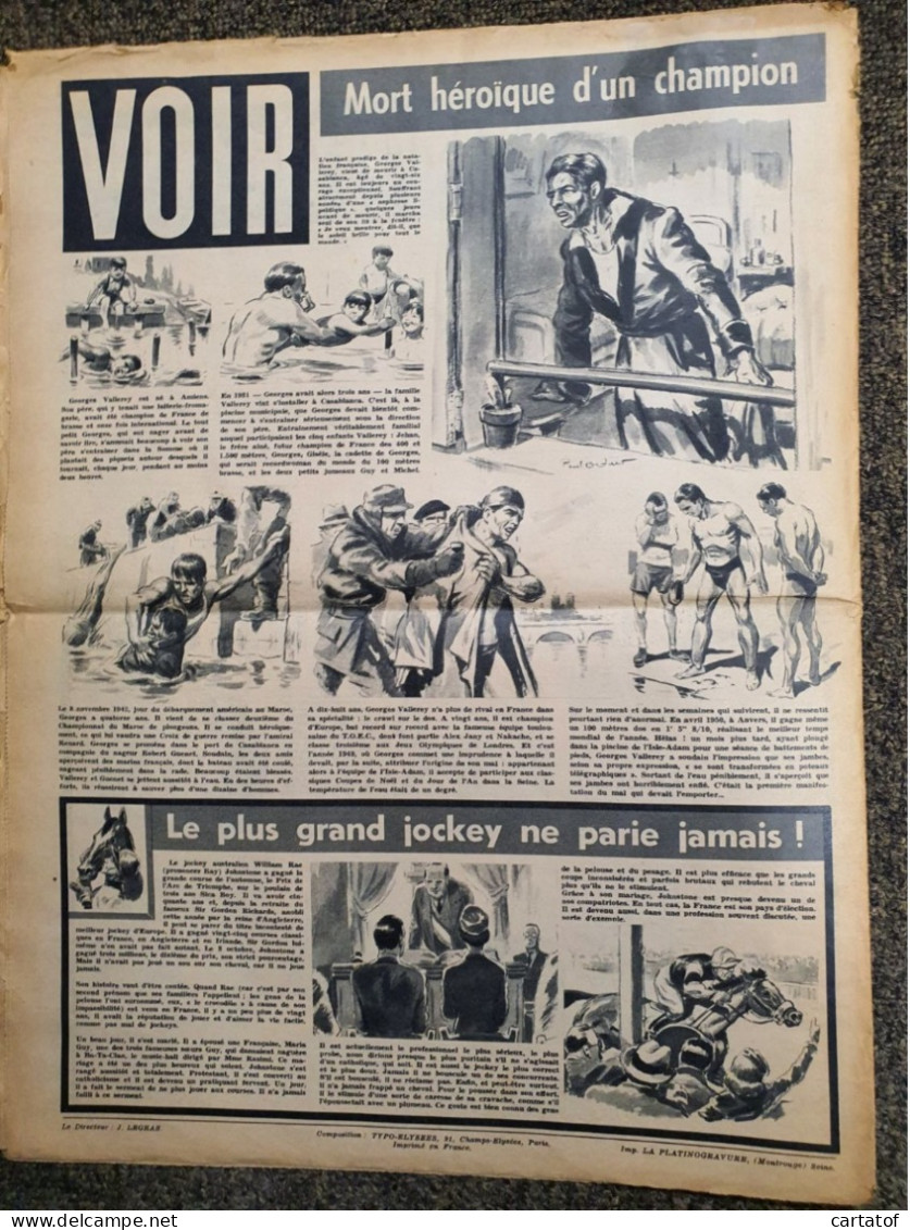 VOIR . Hebdomadaire N° 3  Octobre 1954. ROBERT LAMOUREUX André de FOUQUIERES .Soeurs siamoises  .MOTOBECANE LAMBRETTA .