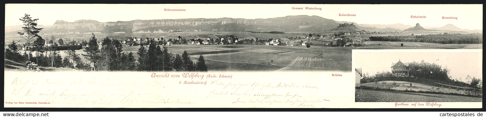 Klapp-AK Reinhardtsdorf /Sächs. Schweiz, Gasthaus Auf Dem Wolfsberg, Panorama-Ausblick Vom Wolfsberg  - Sonstige & Ohne Zuordnung