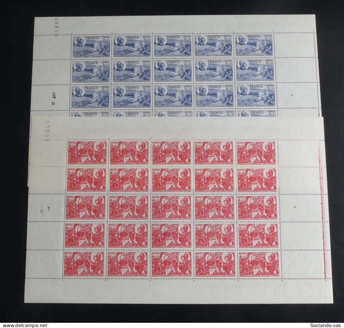 FRANCE - 1944 - N°YT. 607 Et 608 - Pétain - Paire En Feuilles Complètes - Neuf Luxe ** / MNH / Postfrisch - Full Sheets