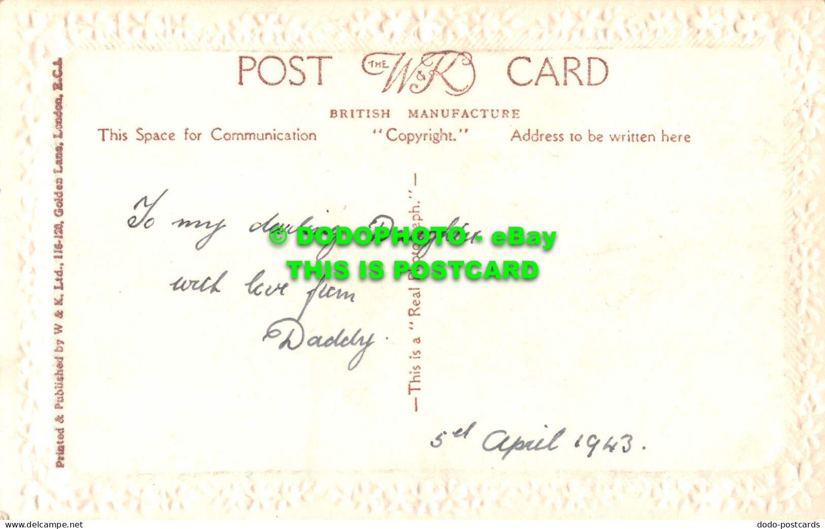 R536041 For Your Twelfth Birthday. W. And K. RP. 1943 - Mundo