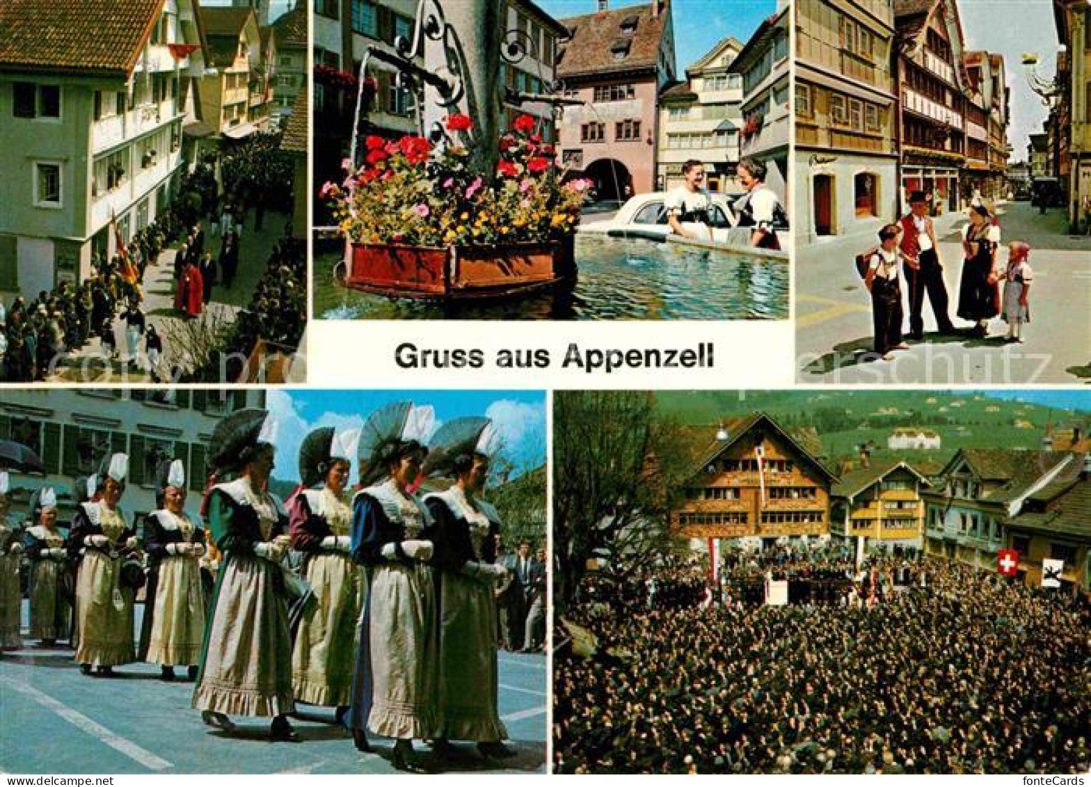 12705342 Appenzell IR Aufmarsch Zur Landsgemeinde Rathausplatz Brunnen Hauptgass - Autres & Non Classés