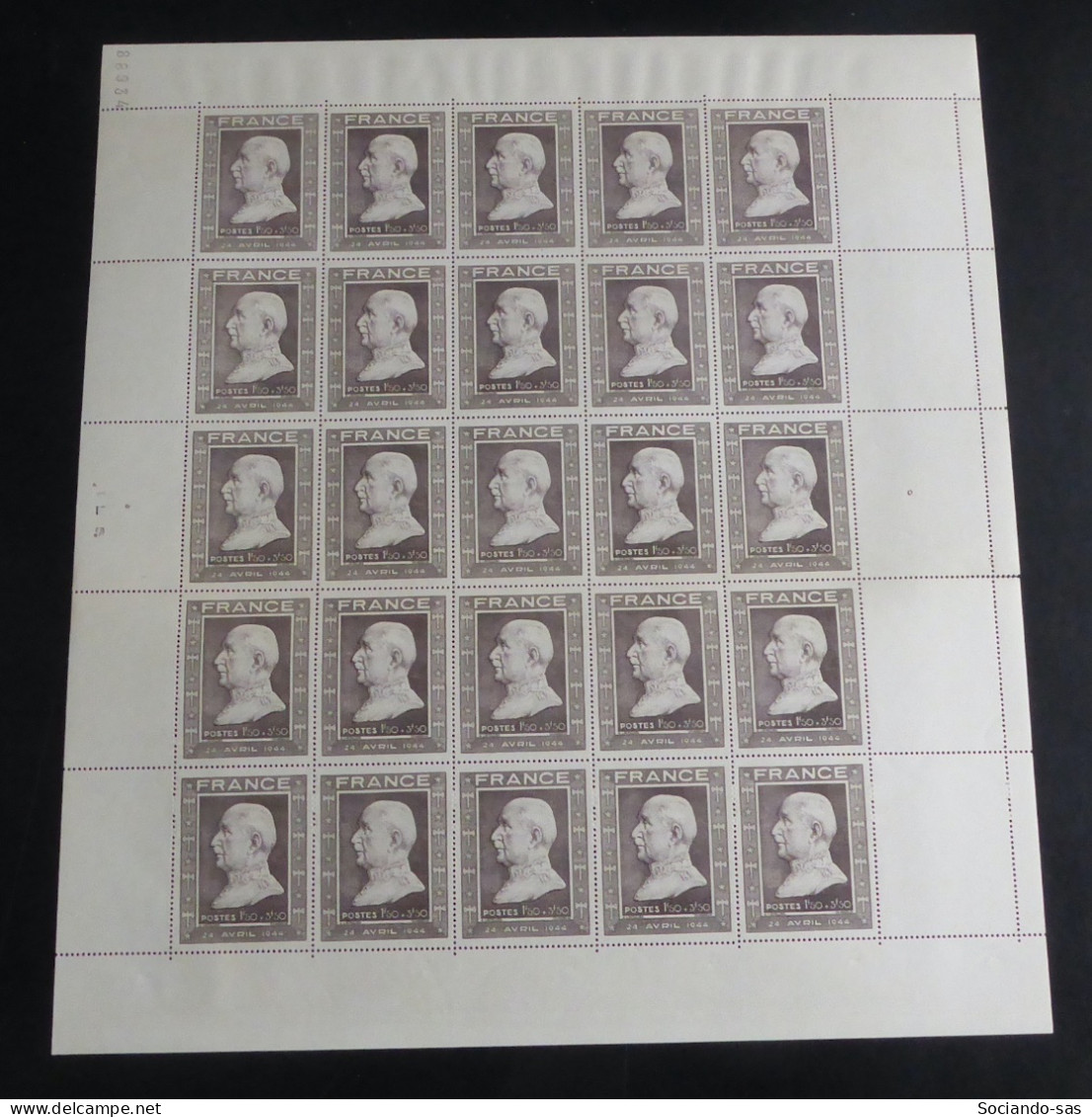 FRANCE - 1944 - N°YT. 606 - Pétain - Feuille Complète - Neuf Luxe ** / MNH / Postfrisch - Full Sheets