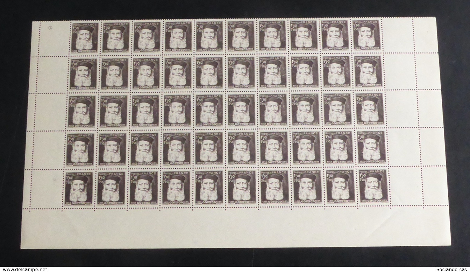FRANCE - 1944 - N°YT. 601 - Gounod - Bloc De 50 Bord De Feuille - Neuf Luxe ** / MNH / Postfrisch - Unused Stamps