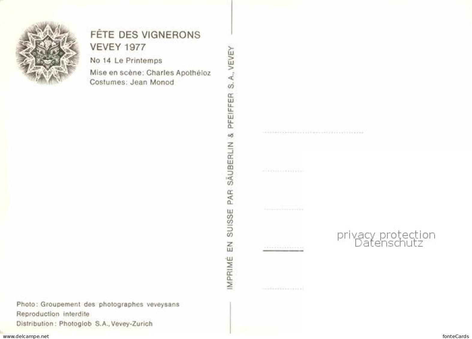 12691282 Vevey VD Fete Des Vignerons No 14 Le Printemps Vevey - Other & Unclassified