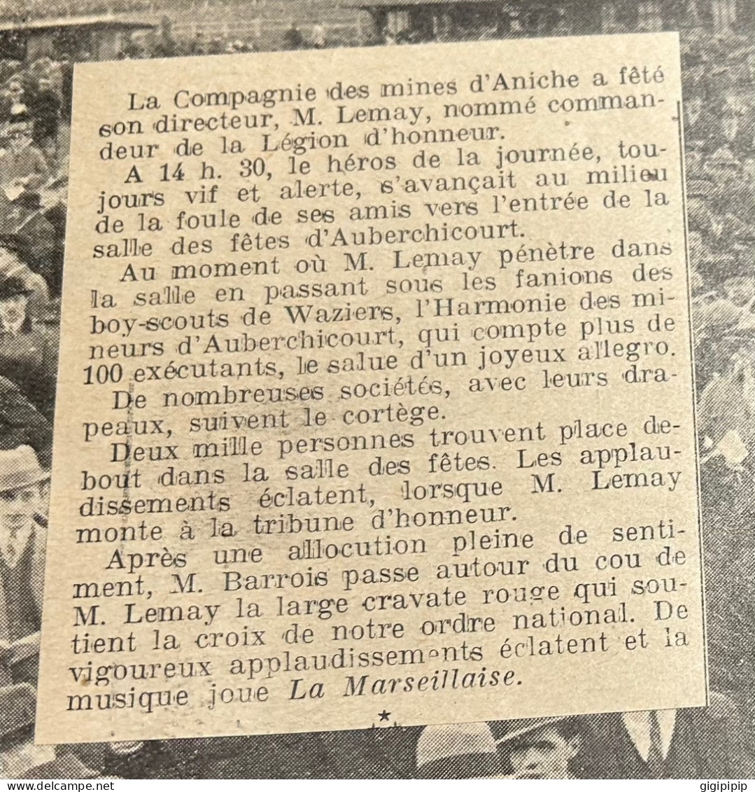 1930 GHI16 REMISE DE LA CRAVATE COMMANDEUR DE LA LÉGION D'HONNEUR A LEMAY MINES D'ANICHE Boy-scouts De Waziers - Colecciones