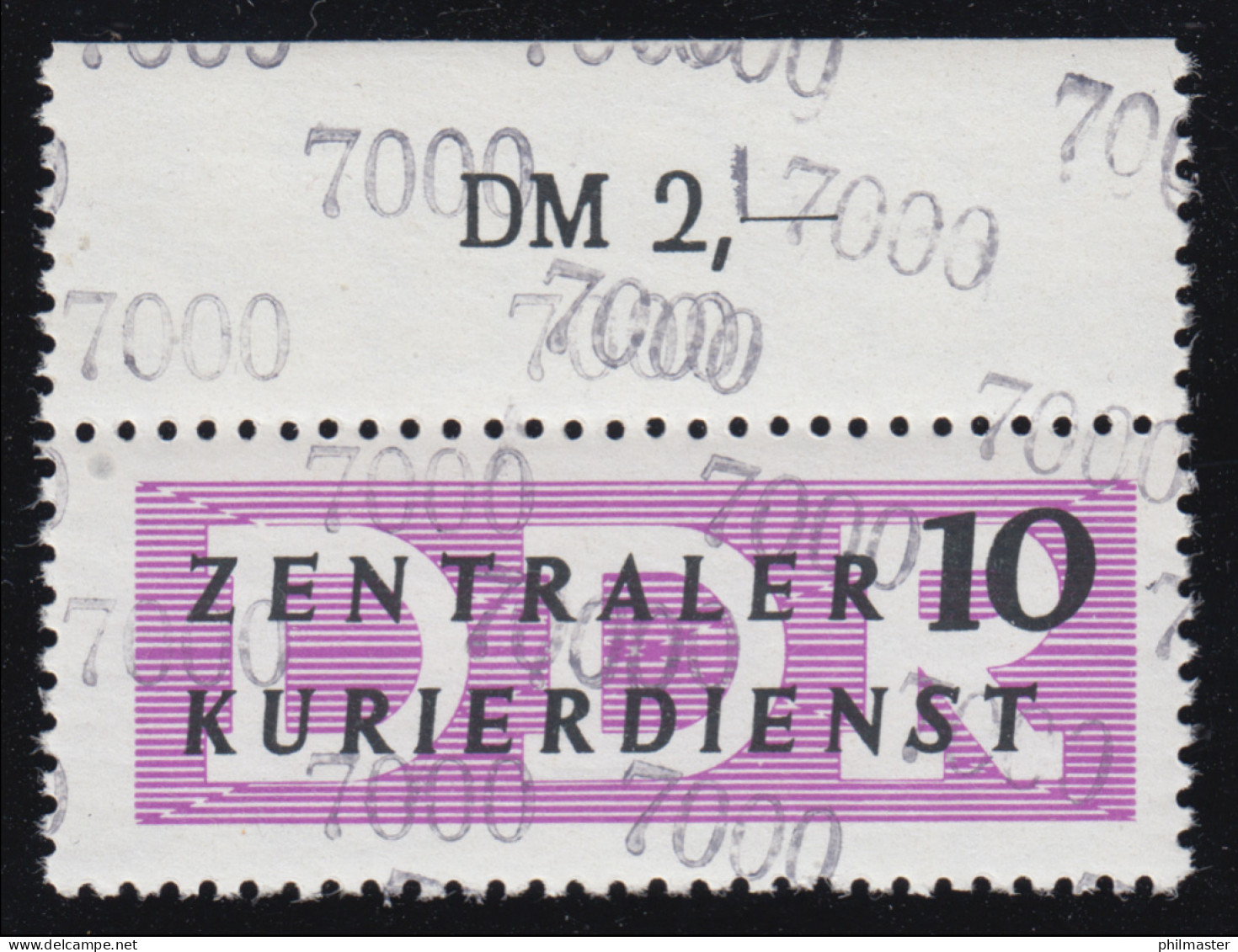 10 ZKD-Dienstpost (B) 10 Pf - 7000 Oberrandstück Doppeldruck Der Kontrollzahl ** - Mint