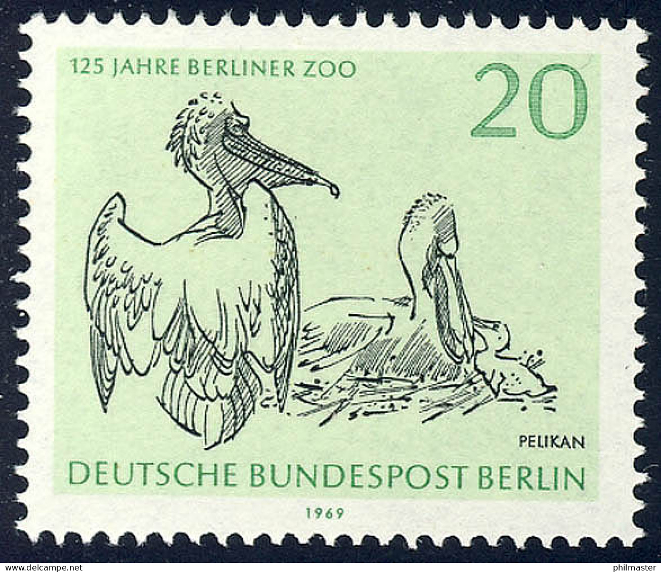 339 Zoo 20 Pf Aus Block 2, Pelikan ** - Nuovi