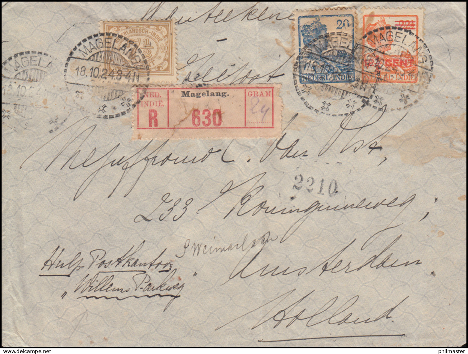 Niederländisch-Indien R-Brief MAGELANG 18.10.1924 Nach AMSTERDAM 24.11.24 - Indie Olandesi
