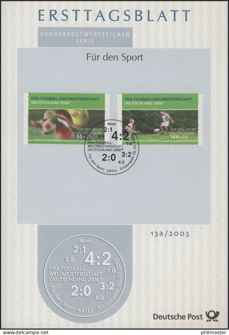 ETB 13+13a/2003 Sport FIFA Weltmeisterschaft, 2 Blätter Mit 5 Marken Komplett - 2001-2010