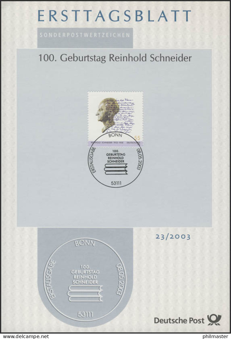 ETB 23/2003 Reinhold Schneider, Schriftsteller - 2001-2010