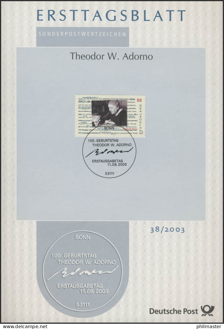 ETB 38/2003 Theodor W. Adorno, Philosoph - 2001-2010