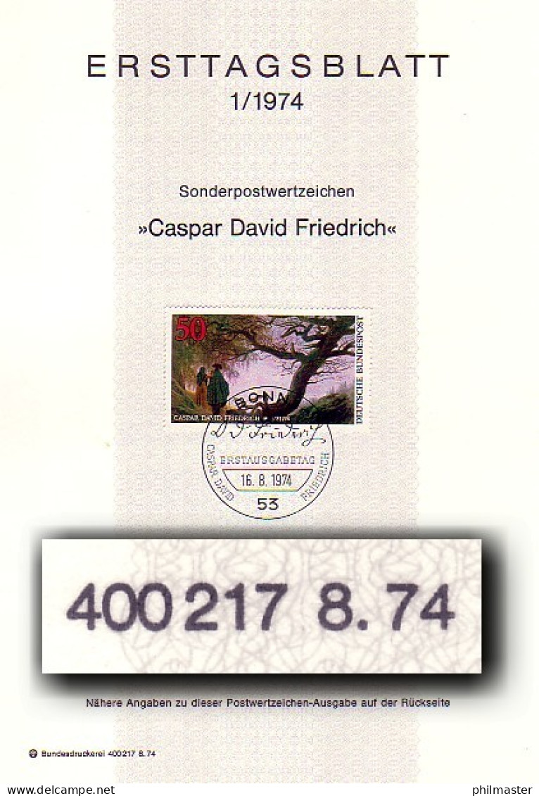 ETB 1/1974 C.D. Friedrich, Druckvermerk-Type II - 1974-1980