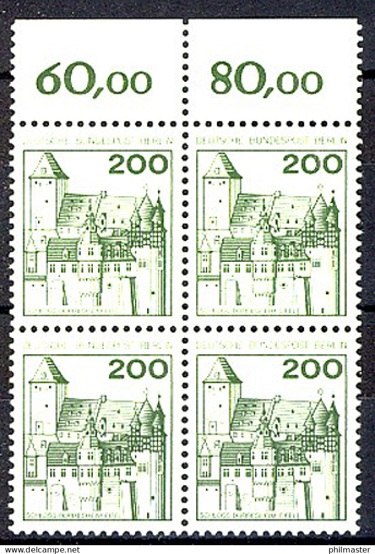 540 Burgen U.Schl. 200 Pf OR-Viererbl. ** Postfrisch - Unused Stamps