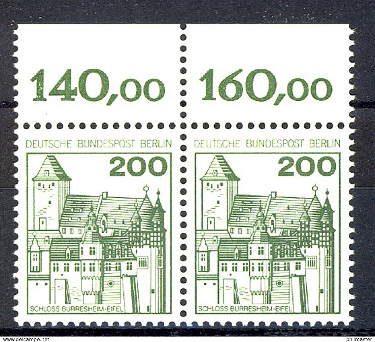 540 Burgen U.Schl. 200 Pf Paar OR ** Postfrisch - Neufs