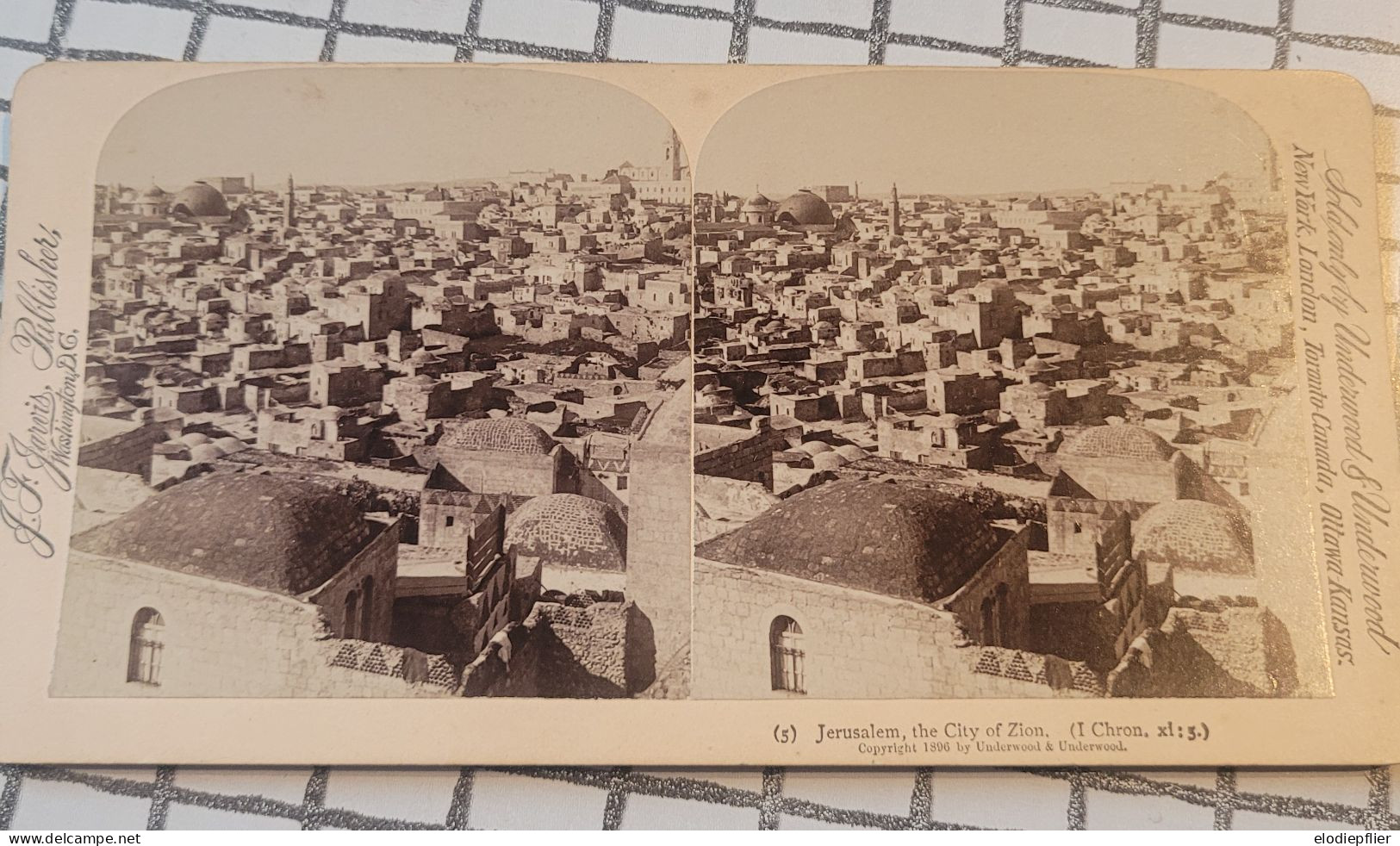 Jérusalem, La Ville De Zion (I Chron. X,5). Underwood Stéréo - Stereoscopes - Side-by-side Viewers