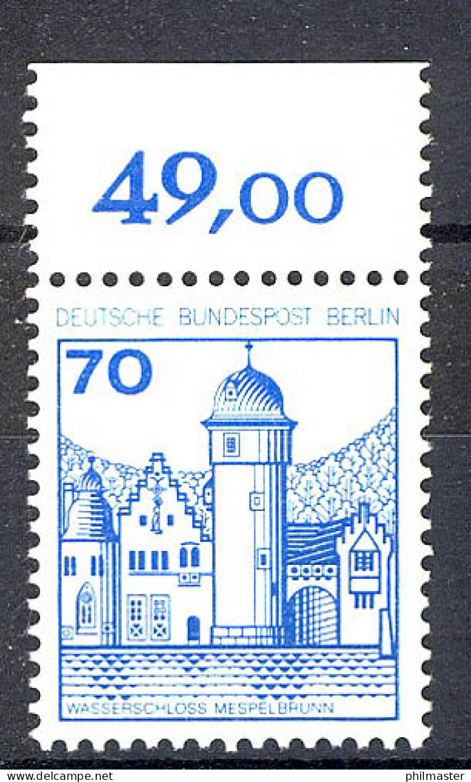 538 Burgen U.Schl. 70 Pf Oberrand ** Postfrisch - Unused Stamps