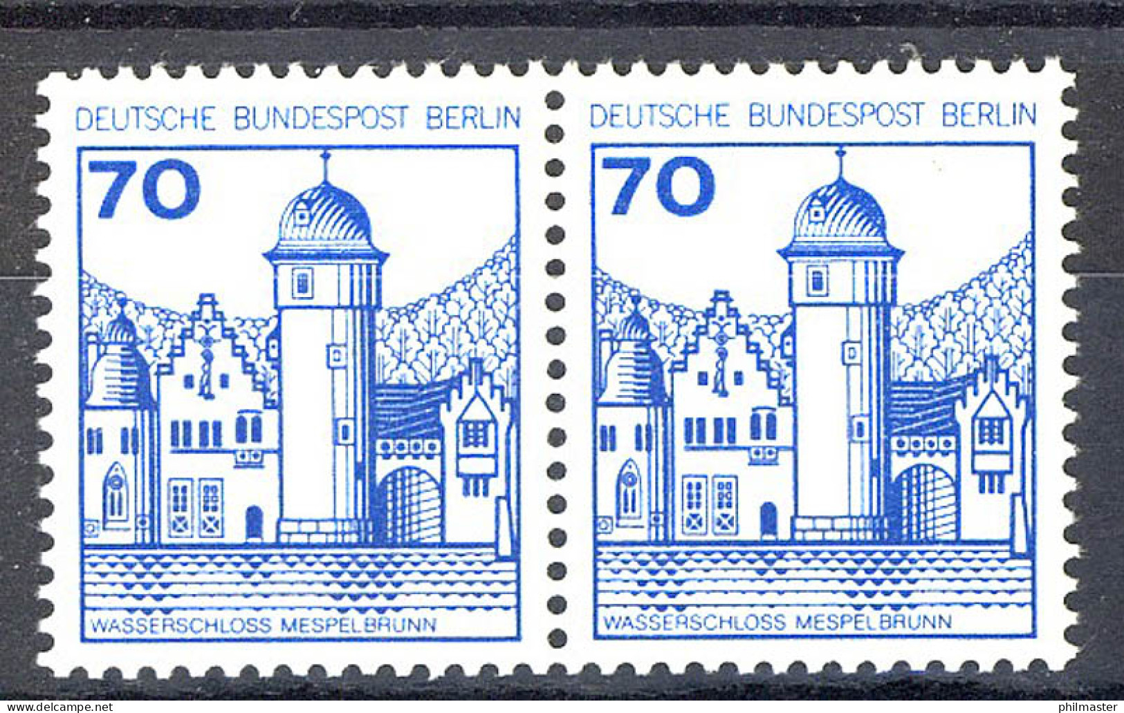 538 Burgen U.Schl. 70 Pf Waag. Paar ** Postfrisch - Unused Stamps