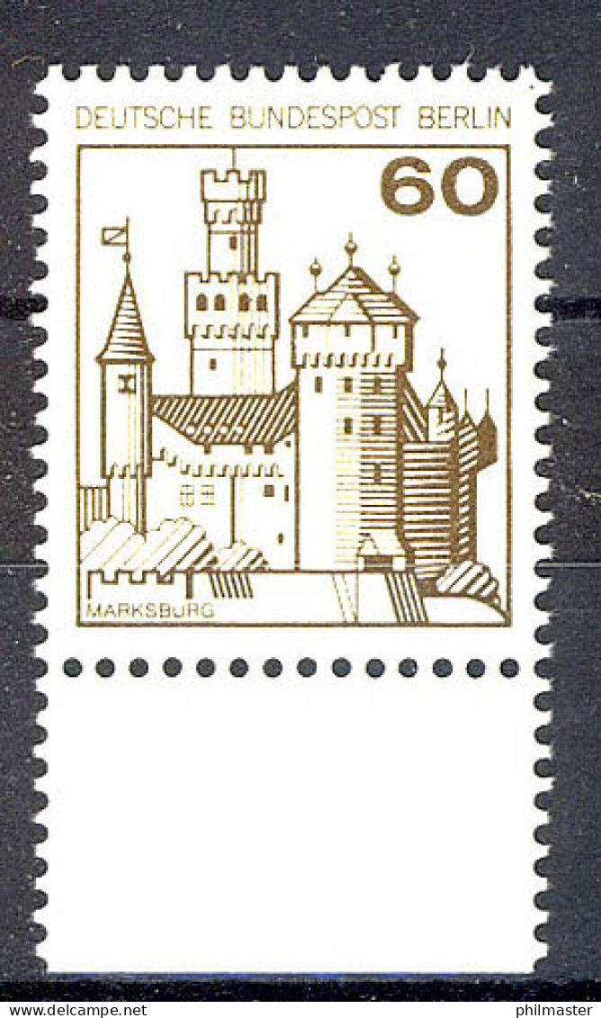 537 Burgen U.Schl. 60 Pf Unterrand ** Postfrisch - Unused Stamps
