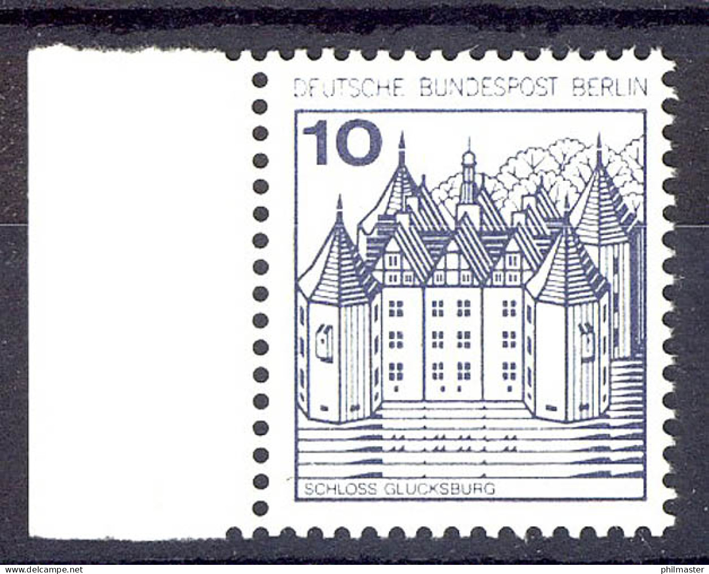 532 Burgen U.Schl. 10 Pf Seitenrand Li. ** Postfrisch - Unused Stamps