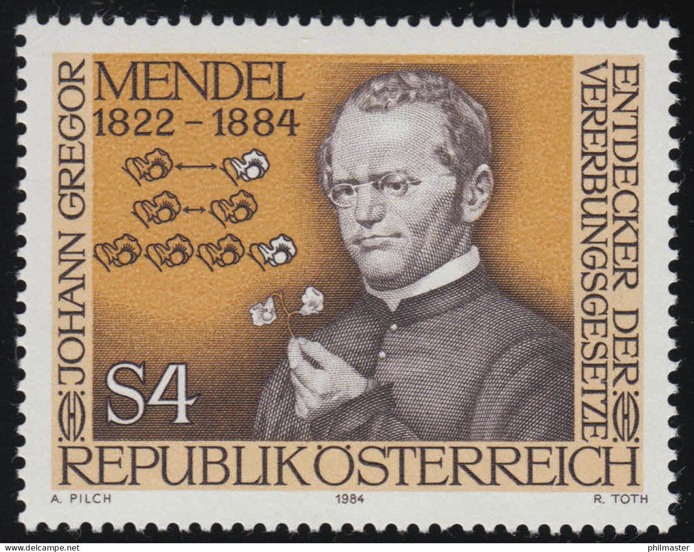 1763 100. Todestag, Gregor Johann Mendel, 4 S Postfrisch ** - Ongebruikt