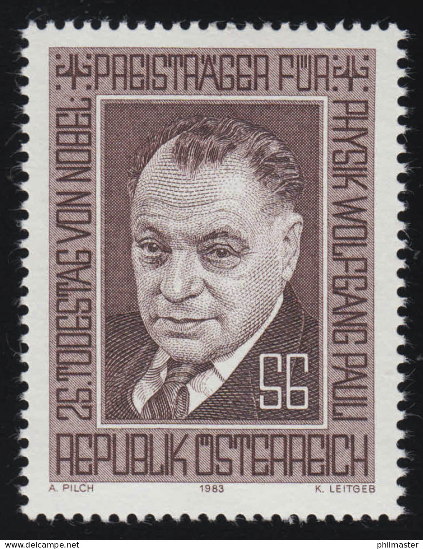 1762 25. Todestag, Wolfgang Pauli, Physiker, Nobelpreisträger, 6 S Postfrisch ** - Unused Stamps