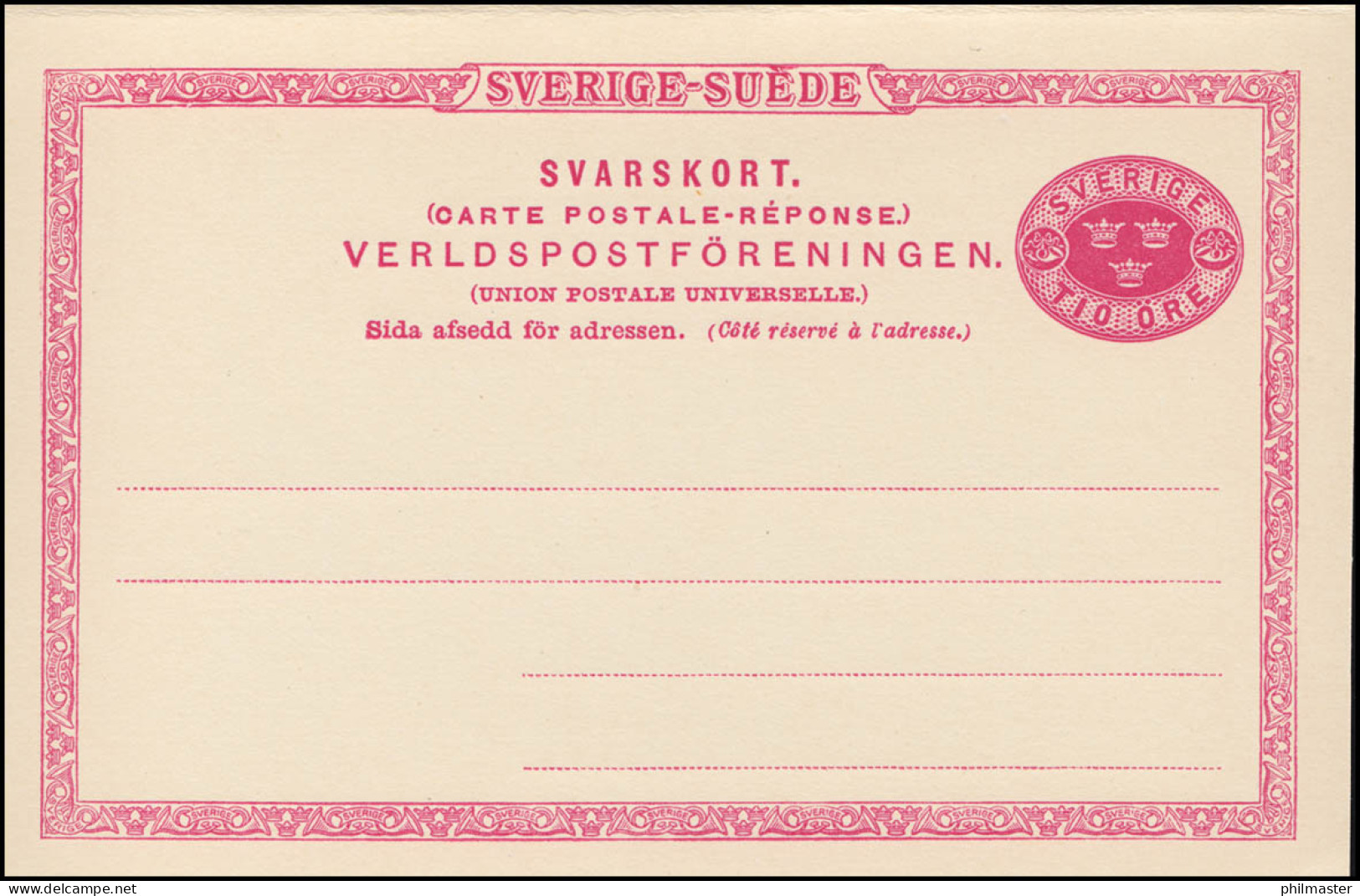 Schweden Postkarte P 22 Brefkort SVERIGE-SUEDE 10/10 Öre, ** Postfrisch - Enteros Postales