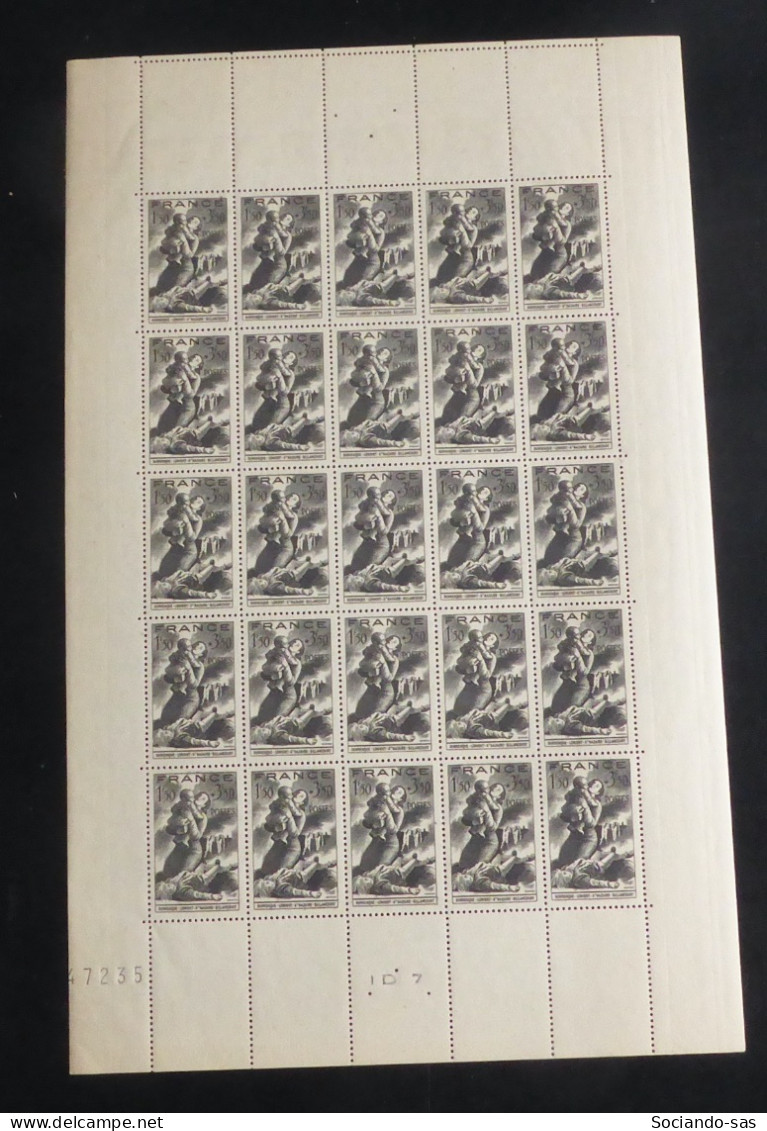 FRANCE - 1943 - N°YT. 584 - Secours National - Feuille Complète - Neuf Luxe ** / MNH / Postfrisch - Full Sheets