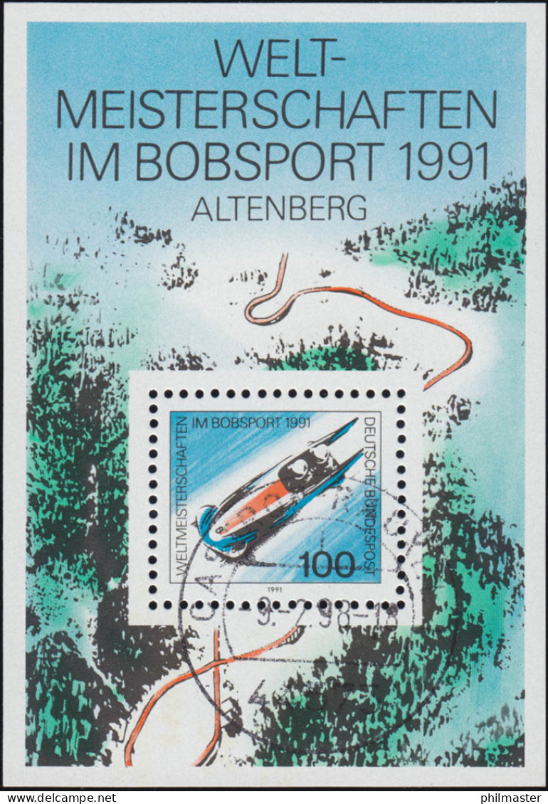 Block 23 Bob-WM Altenberg Mit PLF Blauer Punkt Zwischen ER, Tagesstempel - Variétés Et Curiosités