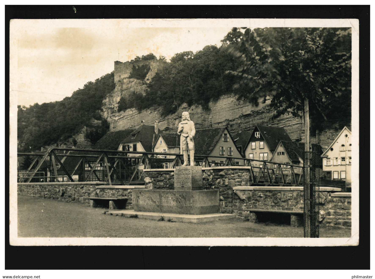 AK Mühlacker Enz Ruine Löffelstelz Denkmal Henry Arnaud, Mühlacker 14.10.1941 - Andere & Zonder Classificatie