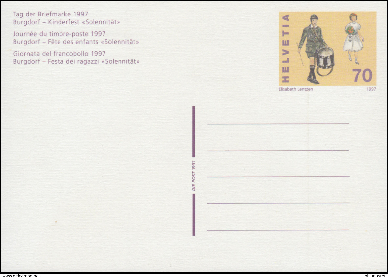 Schweiz Postkarte P 258 Tag Der Briefmarke Burgdorf 1997, ** Postfrisch - Ganzsachen