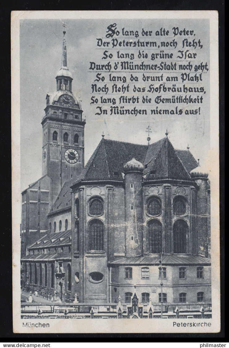 München: Peterskirche, Mit Gedicht Der Petersturm, MÜNCHEN 12.1.1944 - Autres & Non Classés