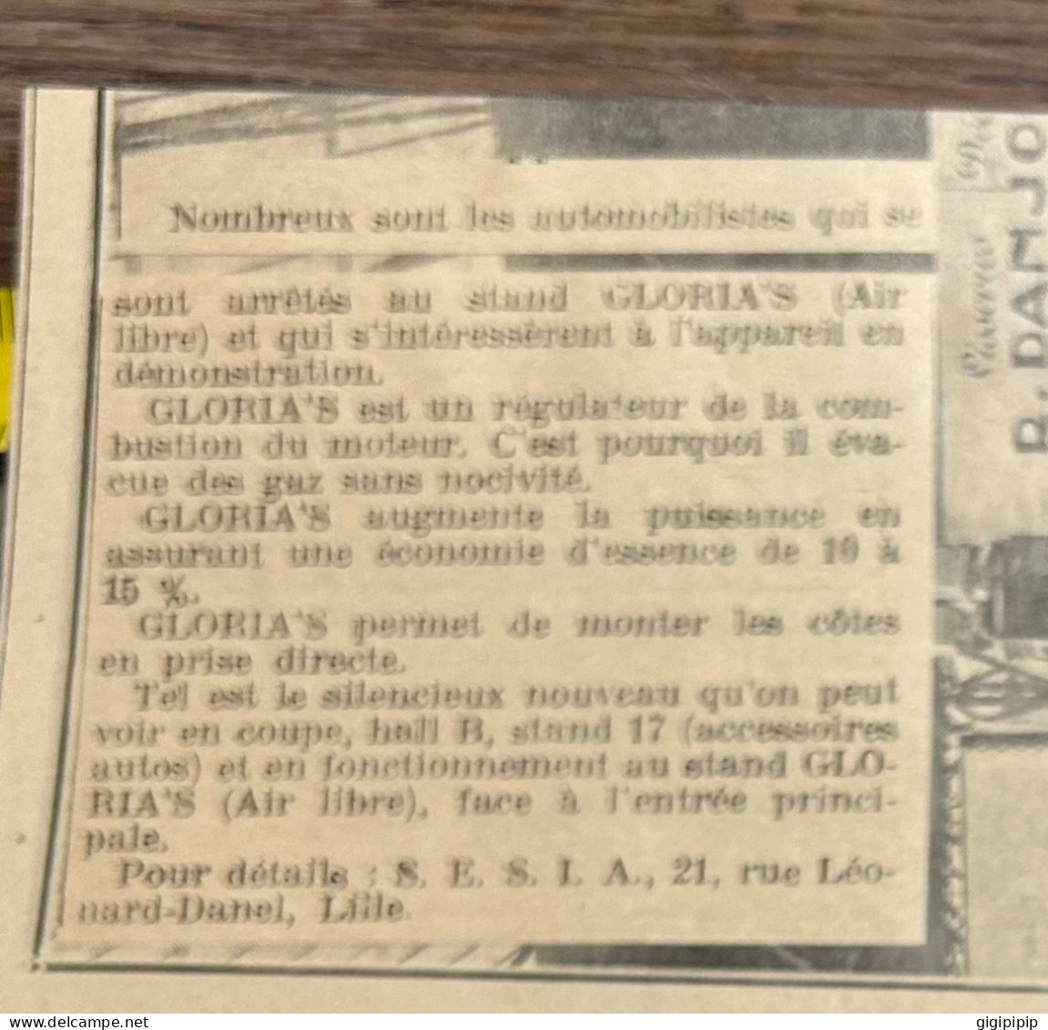 1930 GHI16 STAND S. E. S. I. A. - APPAREILS GLORIA'S (21, Rue Léonard-Danel, Lille) Air Libre - Collezioni